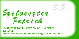 szilveszter petrich business card